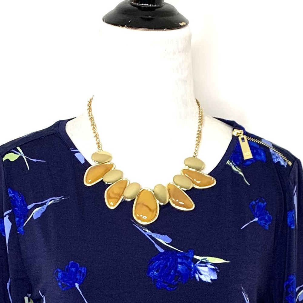 Amber and Gold Collar Costume Necklace SHB